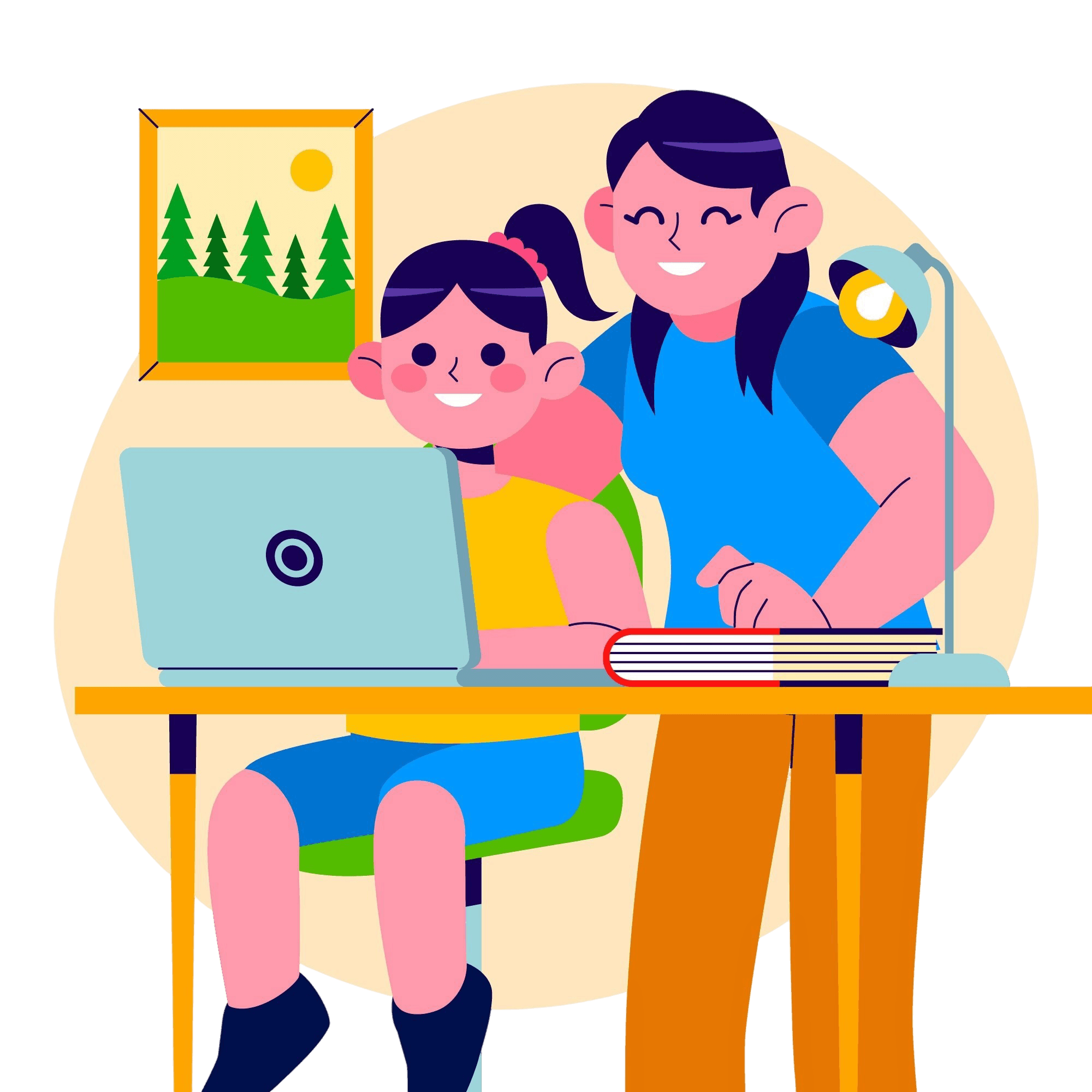 Teacher supporting a student during a digital learning activity